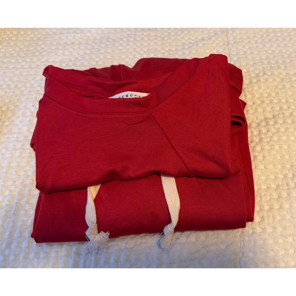 THE MOGAN Red French Terry Crop Top and Midi Skirt Set MSET7574-P Womens 1X
